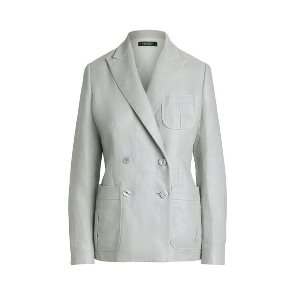 Lauren Ralph Lauren Jackets & Blazers - Lauren Ralph Lauren Women's Foiled Linen-Cotton Blazer Silver Foil Light Gray 6